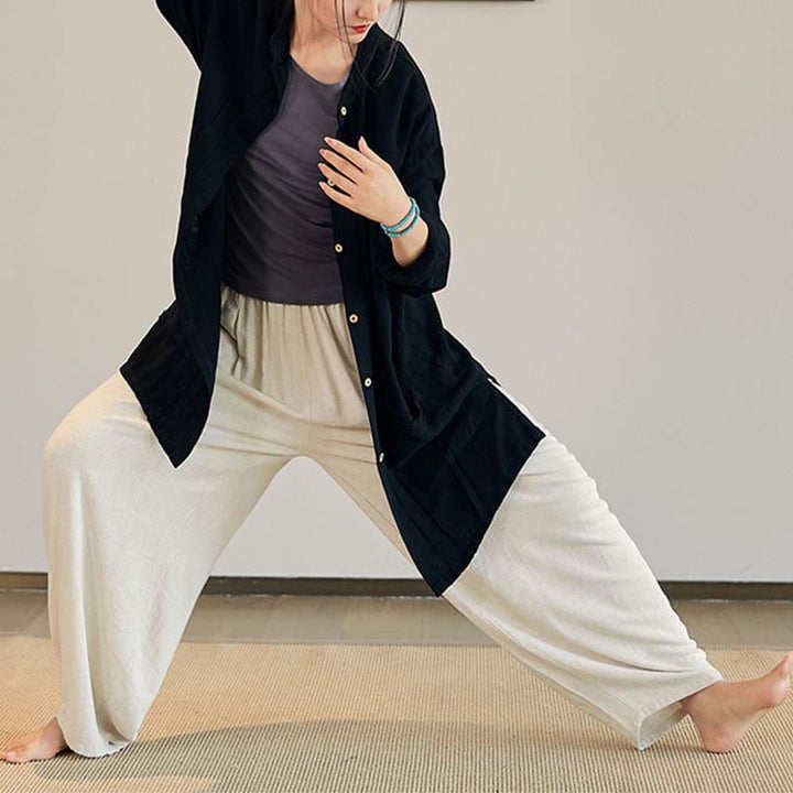 Manteau uni à manches longues avec Buddha Stones, veste, haut, pantalon large, vêtements de méditation, de yoga, de tai-chi zen - image 16