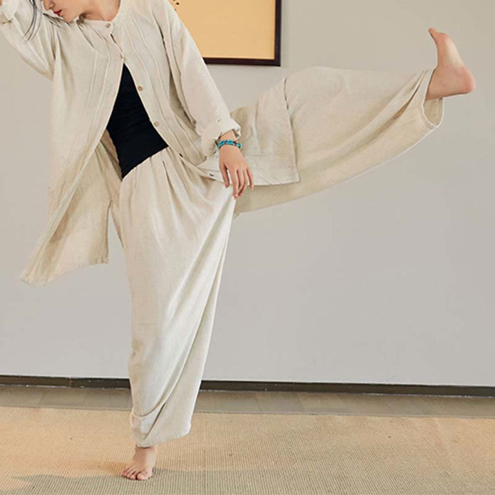 Manteau uni à manches longues avec Buddha Stones, veste, haut, pantalon large, vêtements de méditation, de yoga, de tai-chi zen - image 5