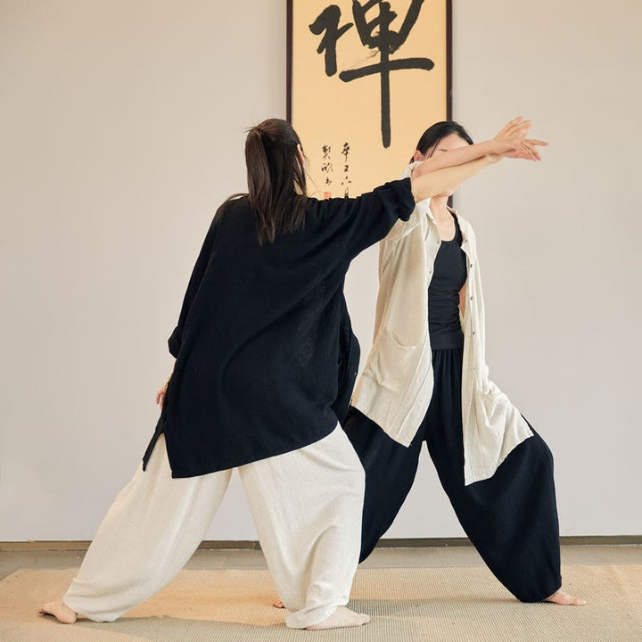 Manteau uni à manches longues avec Buddha Stones, veste, haut, pantalon large, vêtements de méditation, de yoga, de tai-chi zen - image 0