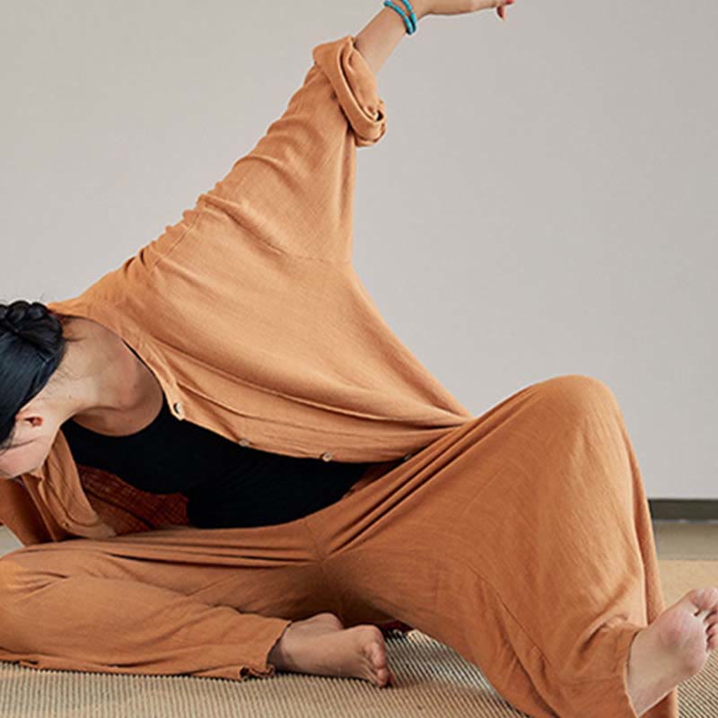 Manteau uni à manches longues avec Buddha Stones, veste, haut, pantalon large, vêtements de méditation, de yoga, de tai-chi zen - image 29