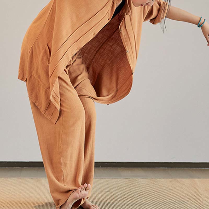 Manteau uni à manches longues avec Buddha Stones, veste, haut, pantalon large, vêtements de méditation, de yoga, de tai-chi zen - image 28