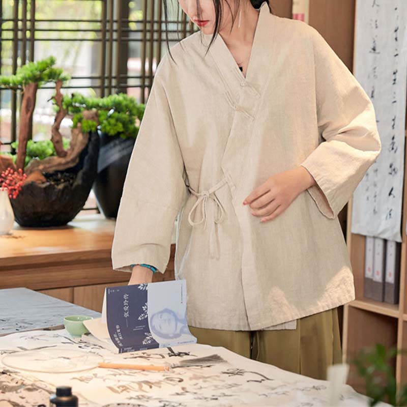 Manteau à manches longues avec boutons en forme de grenouille et Buddha Stones , veste ouverte sur le devant pour méditation zen - image 19