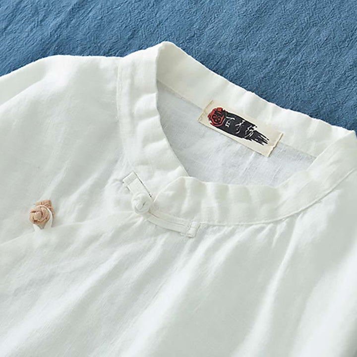 Chemisier en lin ramie avec Buddha Stones pour femme, haut de chemise, vêtements de style Hanfu chinois - image 18