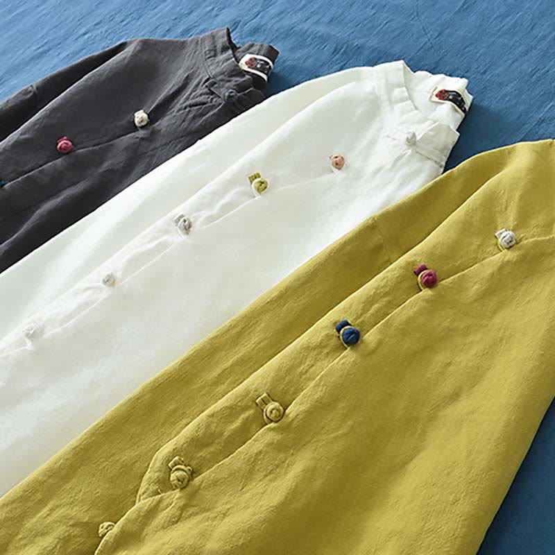 Chemisier en lin ramie avec Buddha Stones pour femme, haut de chemise, vêtements de style Hanfu chinois - image 35