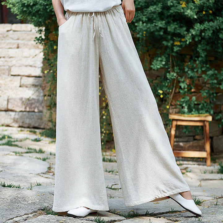 Pantalon large uni Buddha Stones pour danse et yoga pour femme avec poches - image 1