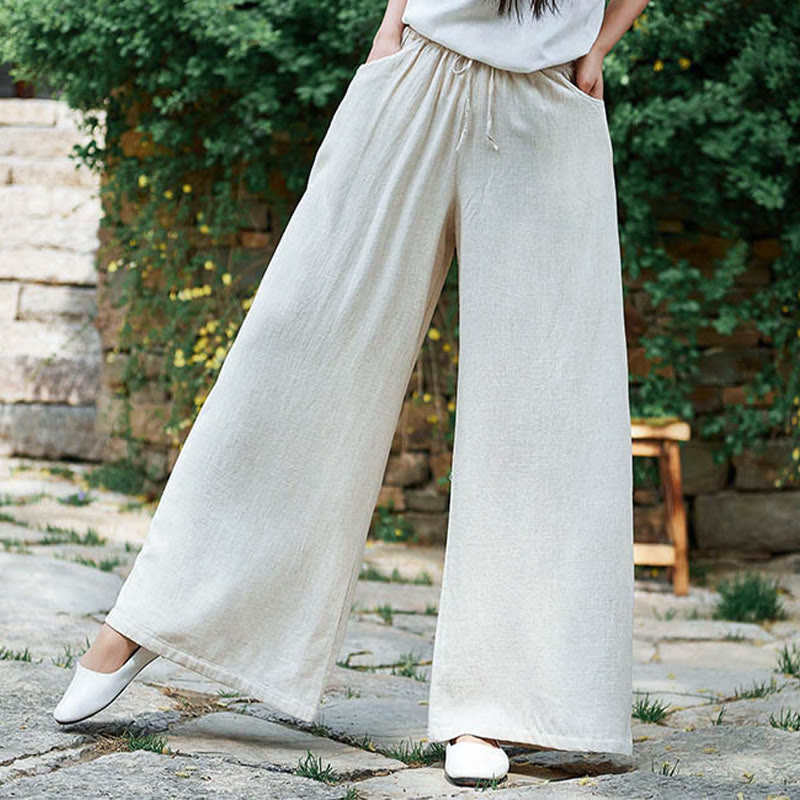 Pantalon large uni Buddha Stones pour danse et yoga pour femme avec poches - image 3