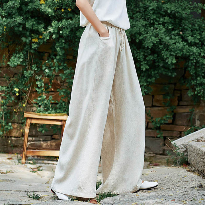 Pantalon large uni Buddha Stones pour danse et yoga pour femme avec poches - image 4