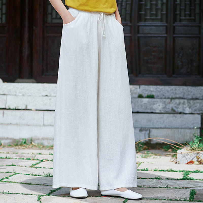 Pantalon large uni Buddha Stones pour danse et yoga pour femme avec poches