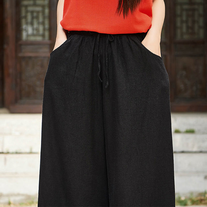 Pantalon large uni Buddha Stones pour danse et yoga pour femme avec poches