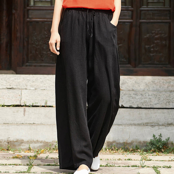 Pantalon large uni Buddha Stones pour danse et yoga pour femme avec poches