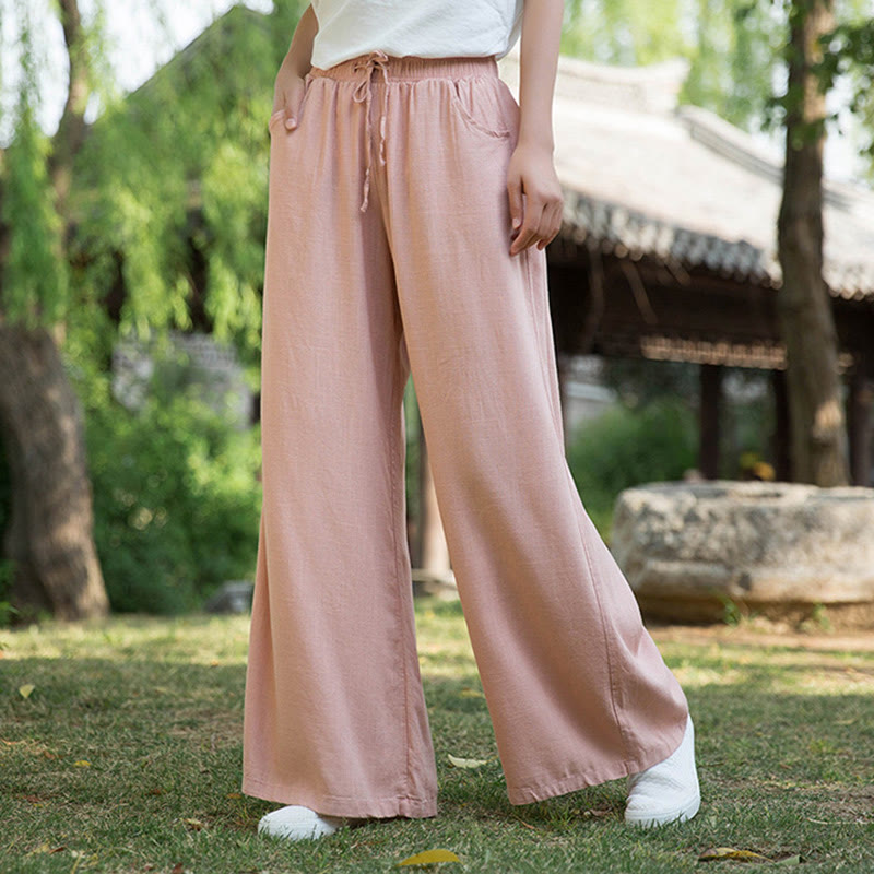 Pantalon large uni Buddha Stones pour danse et yoga pour femme avec poches
