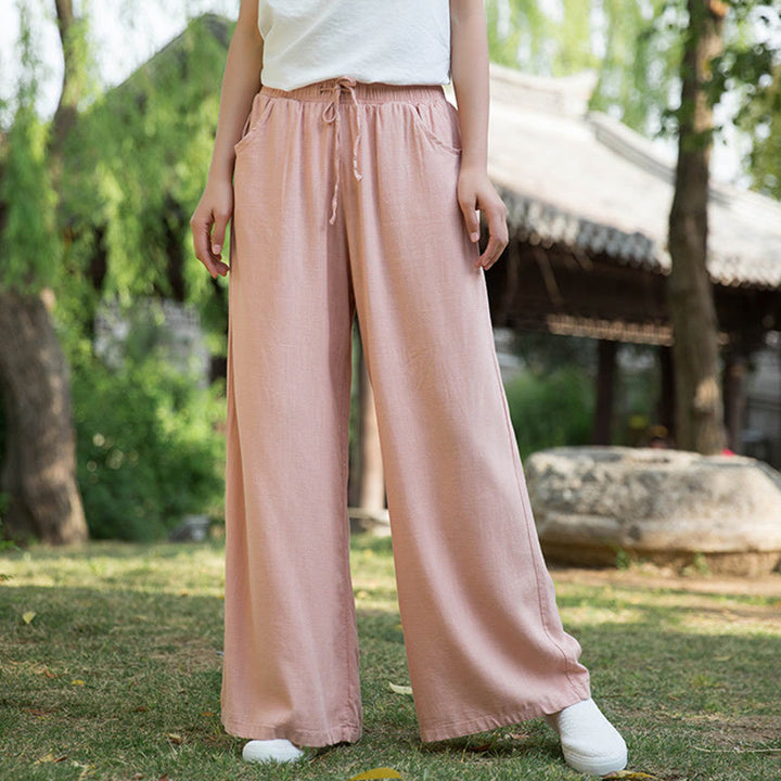 Pantalon large uni Buddha Stones pour danse et yoga pour femme avec poches