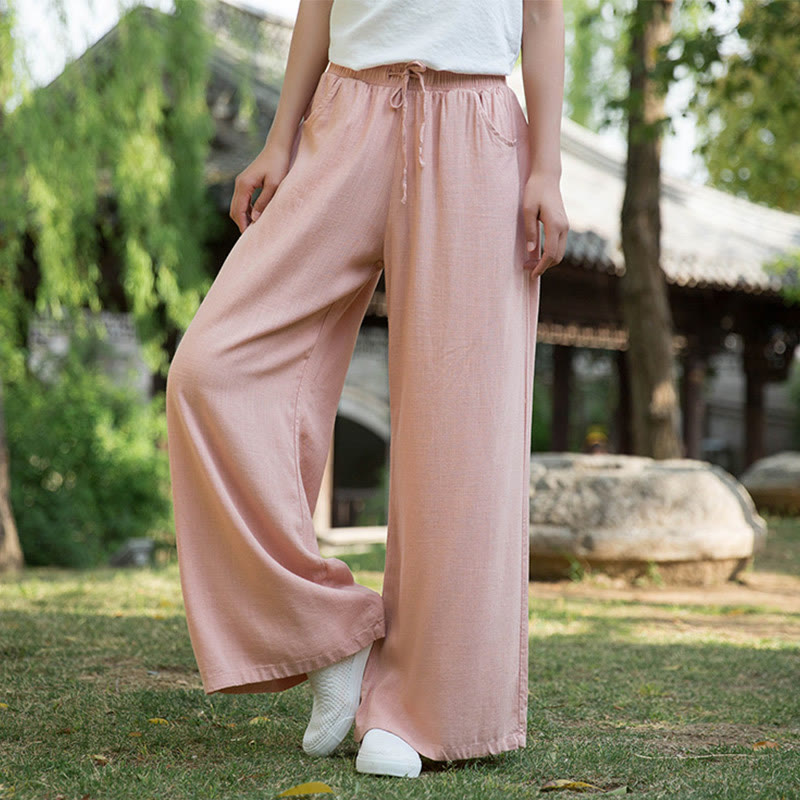 Pantalon large uni Buddha Stones pour danse et yoga pour femme avec poches