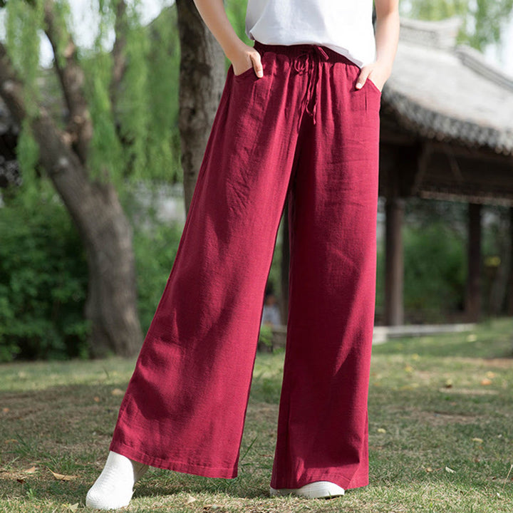 Pantalon large uni Buddha Stones pour danse et yoga pour femme avec poches