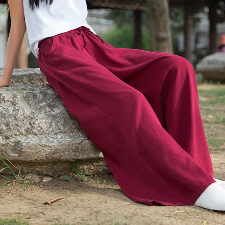 Pantalon large uni Buddha Stones pour danse et yoga pour femme avec poches