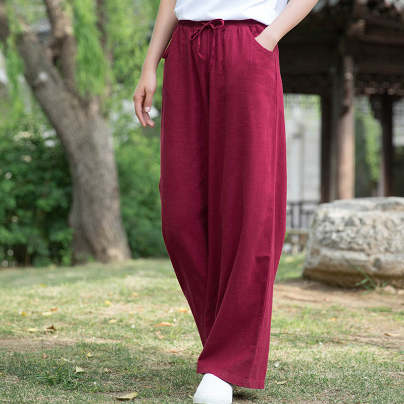Pantalon large uni Buddha Stones pour danse et yoga pour femme avec poches - image 47