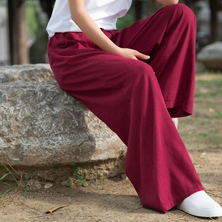 Pantalon large uni Buddha Stones pour danse et yoga pour femme avec poches