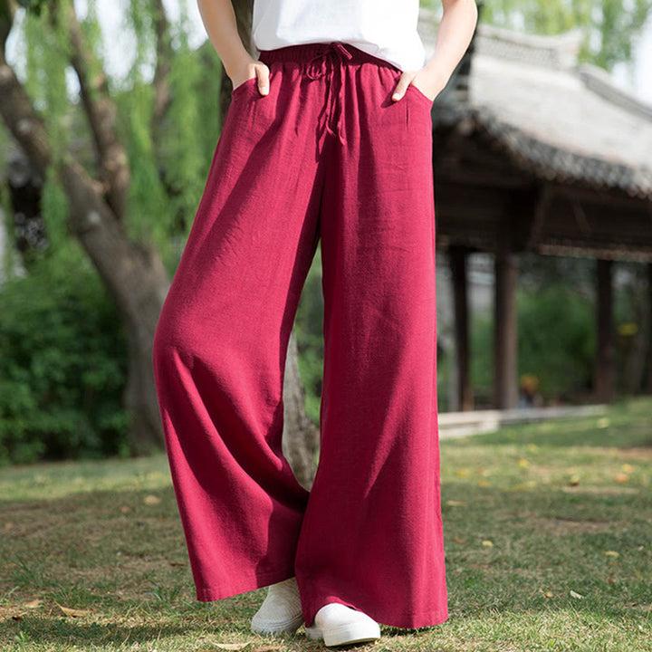 Pantalon large uni Buddha Stones pour danse et yoga pour femme avec poches