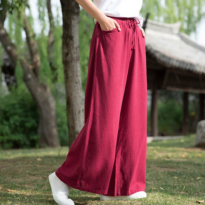 Pantalon large uni Buddha Stones pour danse et yoga pour femme avec poches