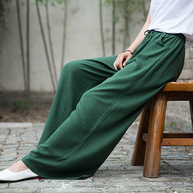 Pantalon large uni Buddha Stones pour danse et yoga pour femme avec poches