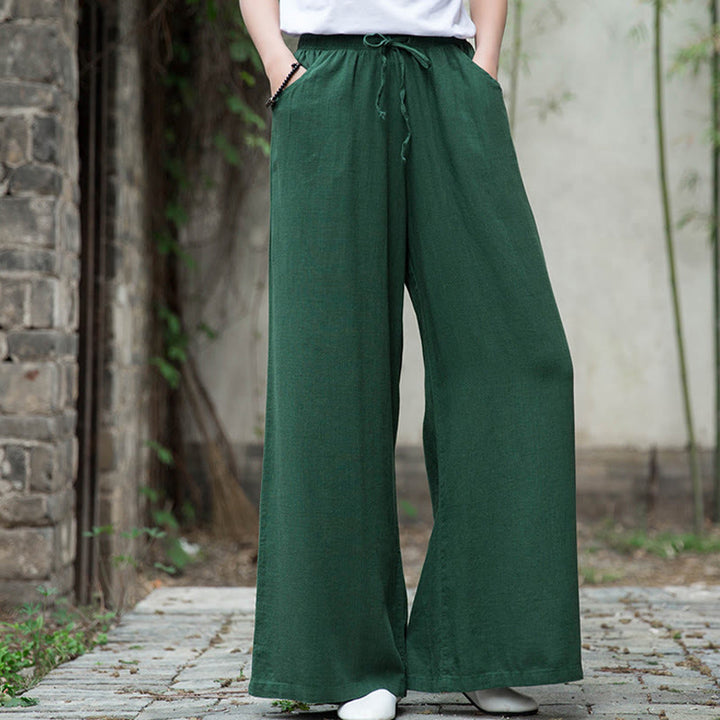 Pantalon large uni Buddha Stones pour danse et yoga pour femme avec poches