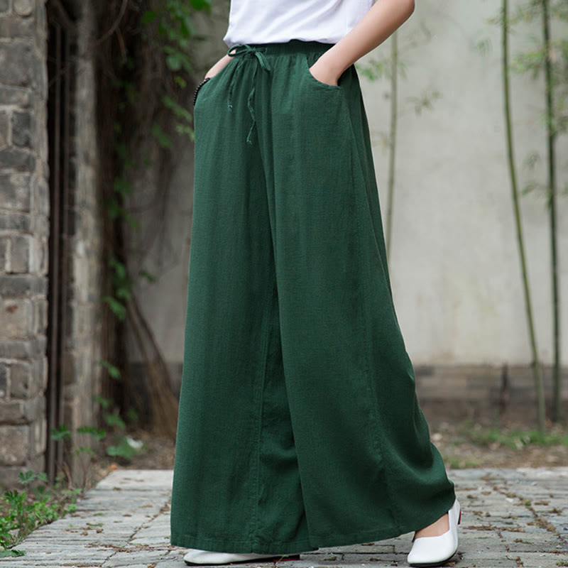 Pantalon large uni Buddha Stones pour danse et yoga pour femme avec poches