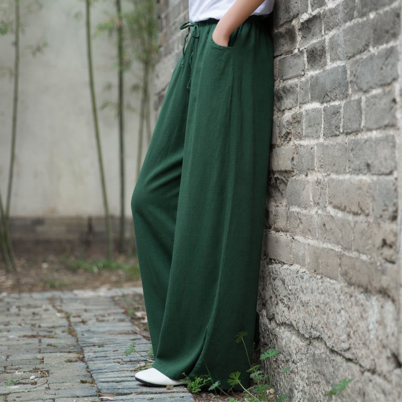Pantalon large uni Buddha Stones pour danse et yoga pour femme avec poches