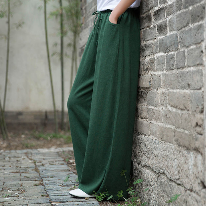 Pantalon large uni Buddha Stones pour danse et yoga pour femme avec poches