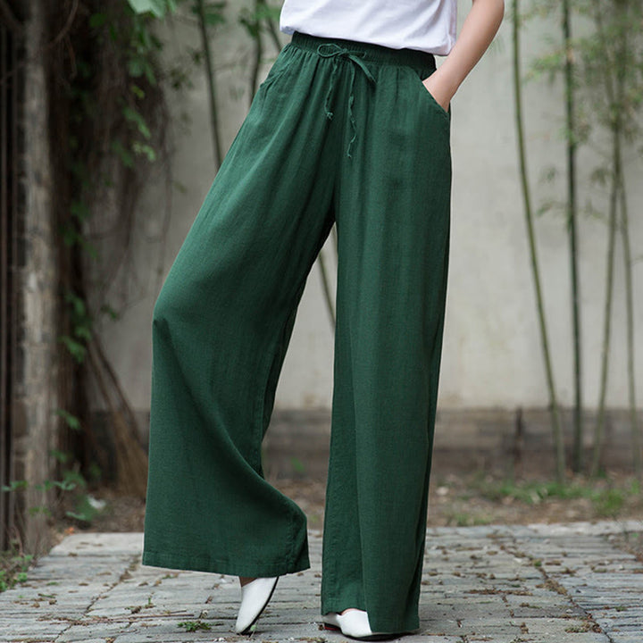 Pantalon large uni Buddha Stones pour danse et yoga pour femme avec poches