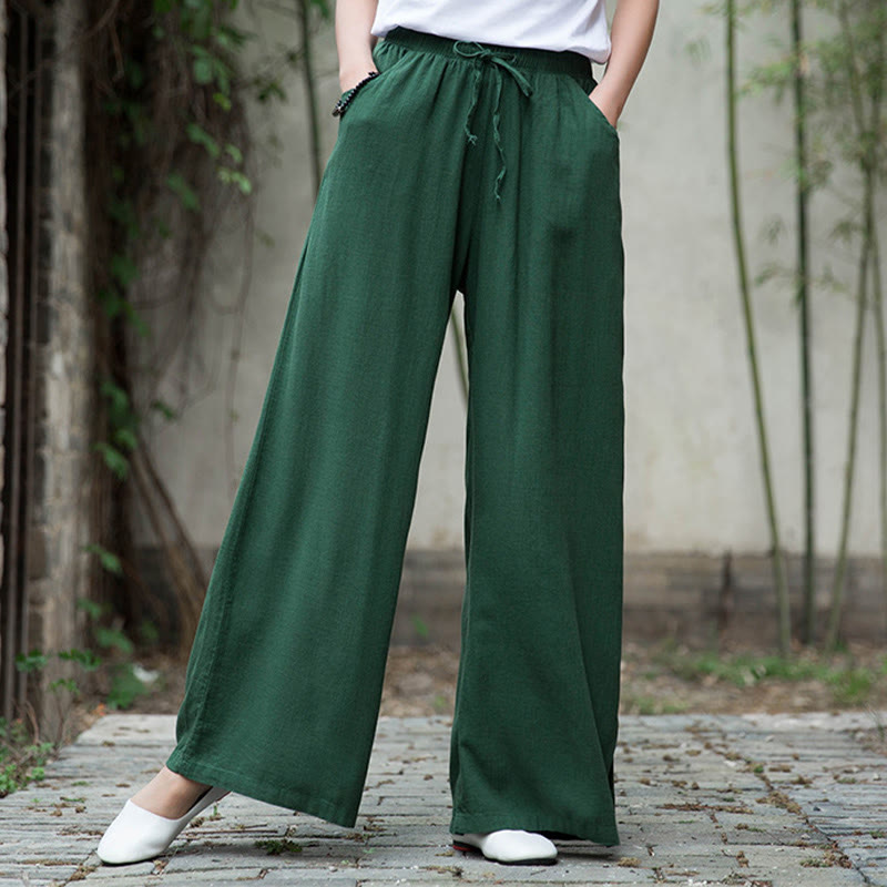Pantalon large uni Buddha Stones pour danse et yoga pour femme avec poches