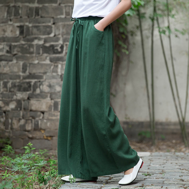 Pantalon large uni Buddha Stones pour danse et yoga pour femme avec poches
