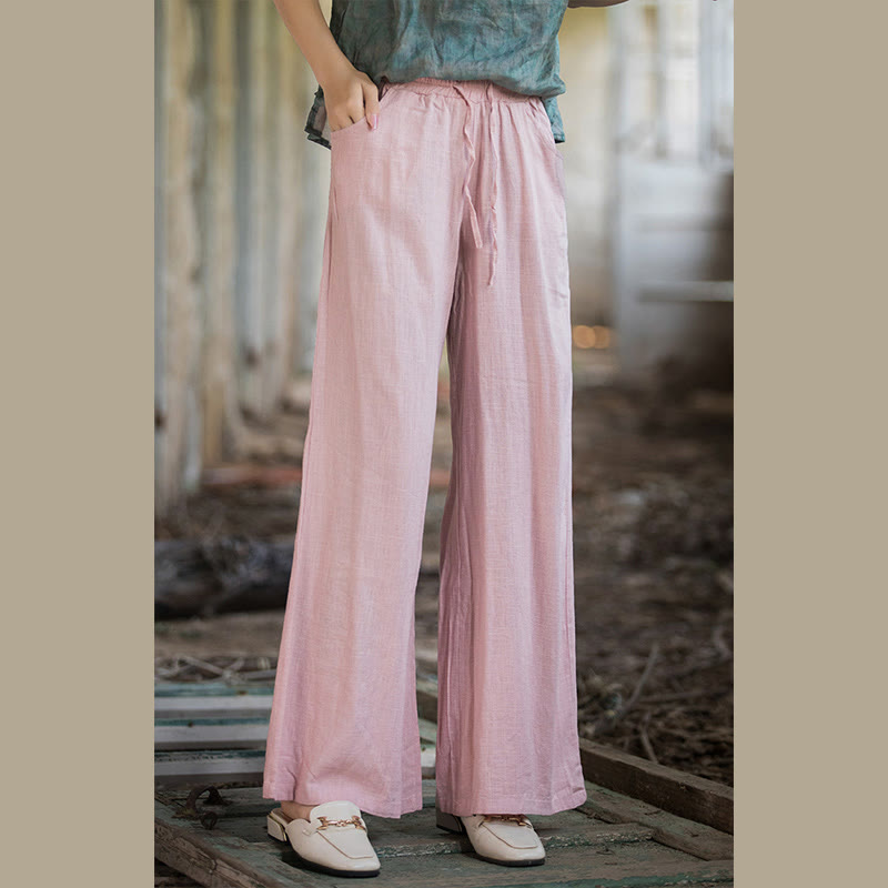 Pantalon large uni Buddha Stones pour danse et yoga pour femme avec poches