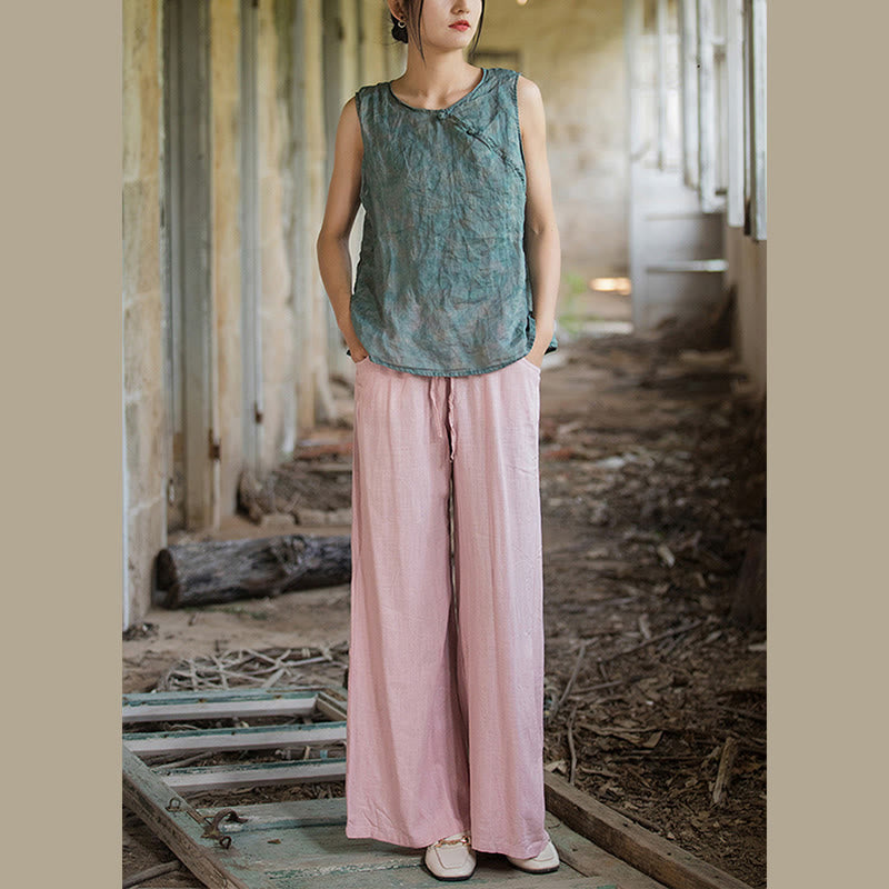 Pantalon large uni Buddha Stones pour danse et yoga pour femme avec poches