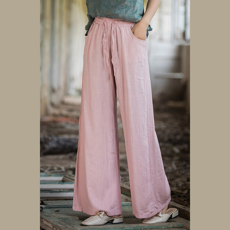 Pantalon large uni Buddha Stones pour danse et yoga pour femme avec poches