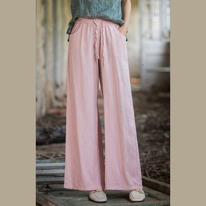 Pantalon large uni Buddha Stones pour danse et yoga pour femme avec poches