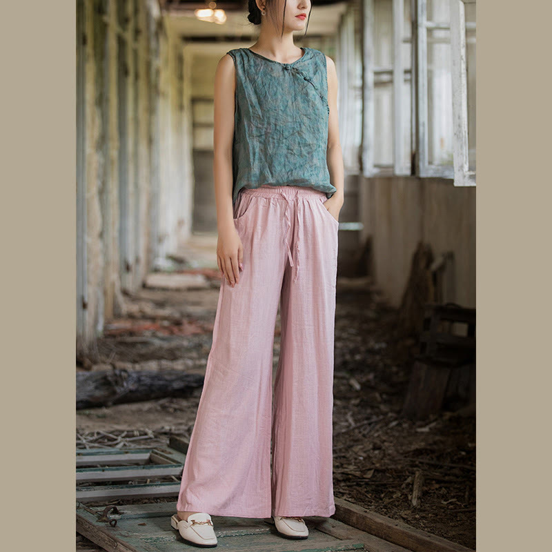 Pantalon large uni Buddha Stones pour danse et yoga pour femme avec poches - image 65