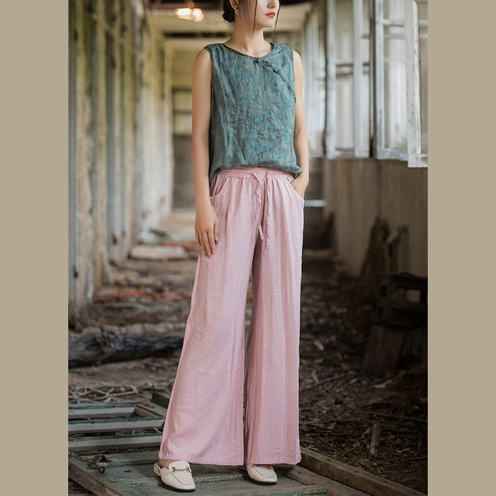 Pantalon large uni Buddha Stones pour danse et yoga pour femme avec poches - image 65