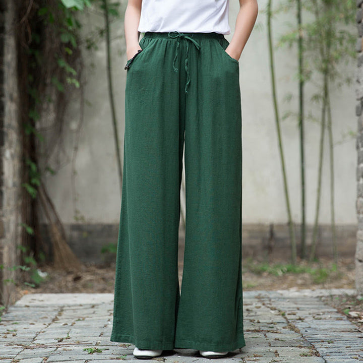 Pantalon large uni Buddha Stones pour danse et yoga pour femme avec poches
