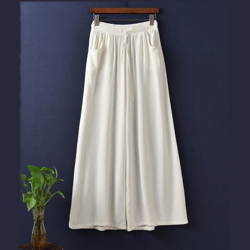Pantalon large uni Buddha Stones pour danse et yoga pour femme avec poches