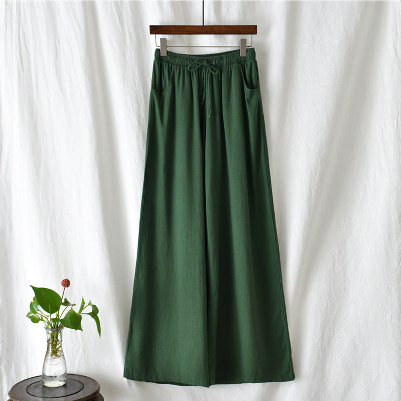 Pantalon large uni Buddha Stones pour danse et yoga pour femme avec poches
