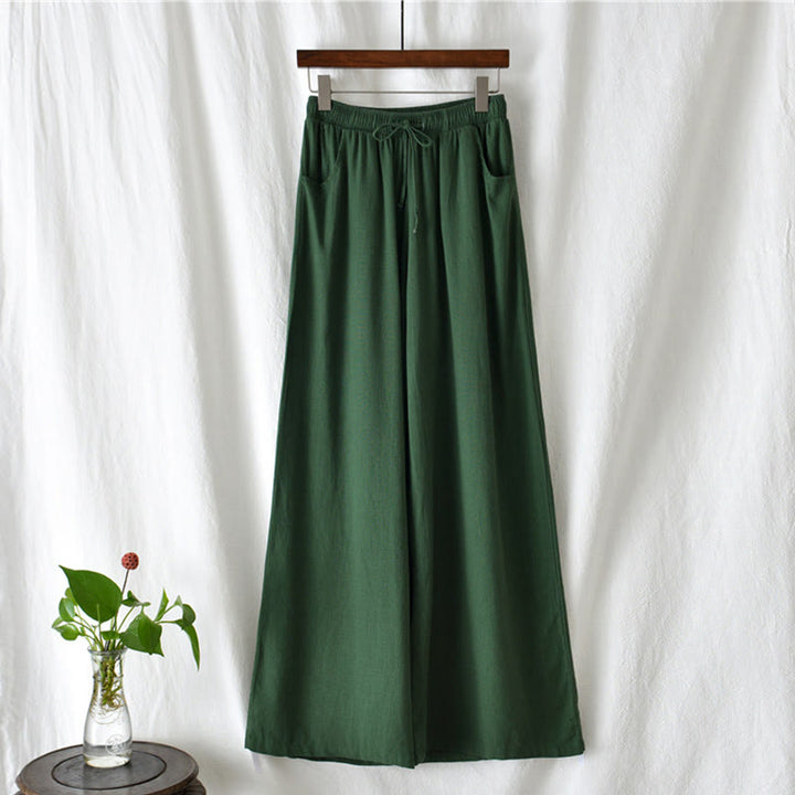 Pantalon large uni Buddha Stones pour danse et yoga pour femme avec poches