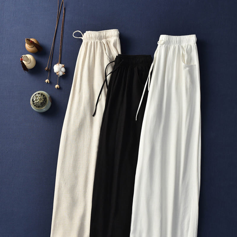 Pantalon large uni Buddha Stones pour danse et yoga pour femme avec poches