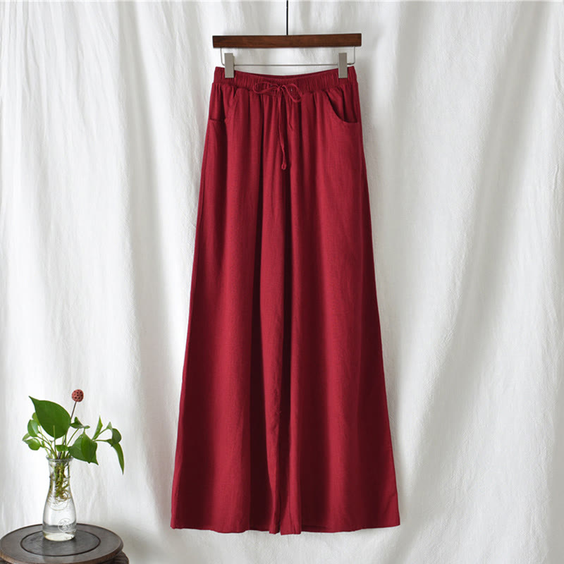Pantalon large uni Buddha Stones pour danse et yoga pour femme avec poches