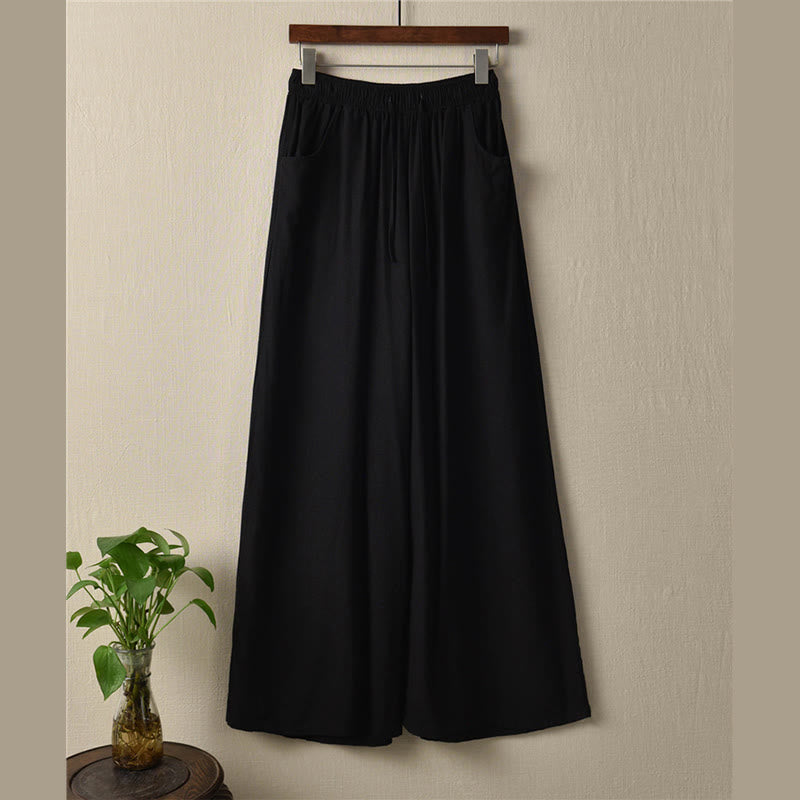 Pantalon large uni Buddha Stones pour danse et yoga pour femme avec poches