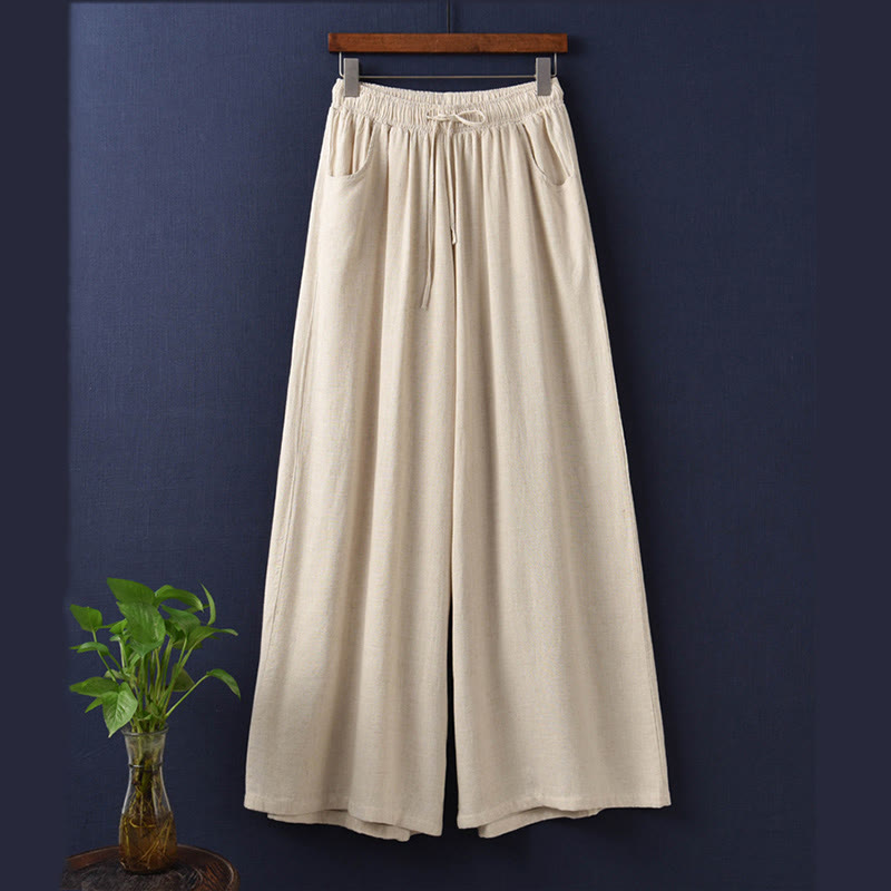 Pantalon large uni Buddha Stones pour danse et yoga pour femme avec poches