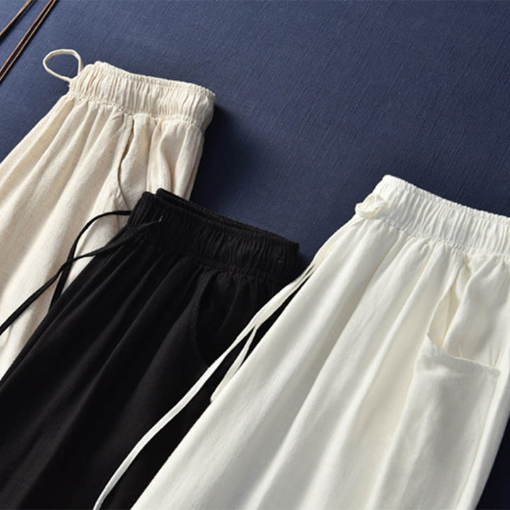 Pantalon large uni Buddha Stones pour danse et yoga pour femme avec poches