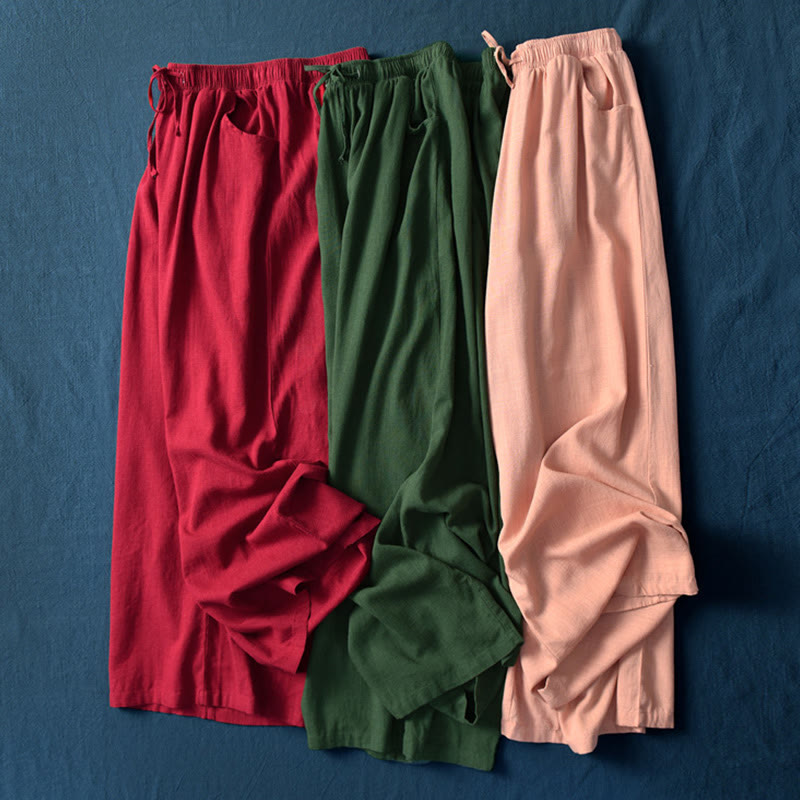 Pantalon large uni Buddha Stones pour danse et yoga pour femme avec poches