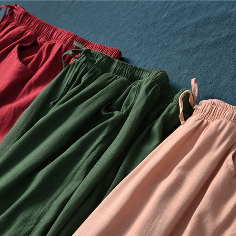 Pantalon large uni Buddha Stones pour danse et yoga pour femme avec poches - image 70