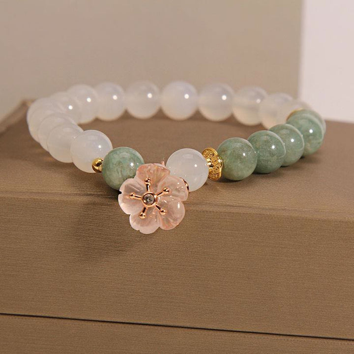 Bracelet de protection porte-bonheur en agate blanche et jade avec pierres de Buddha Stones