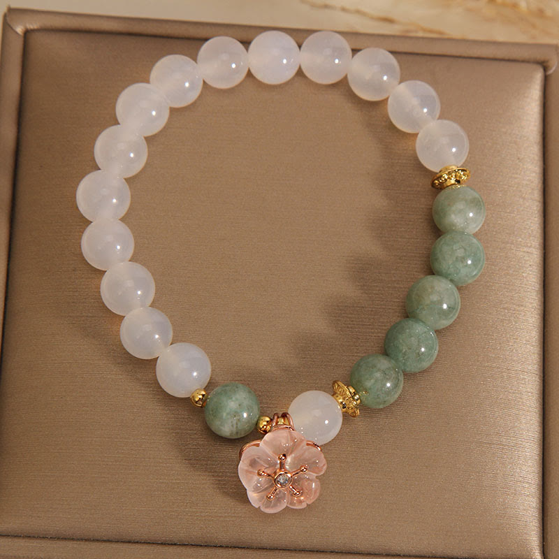 Bracelet de protection porte-bonheur en agate blanche et jade avec pierres de Buddha Stones